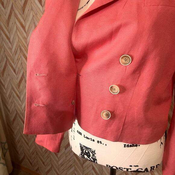 NWOT PAIGE‎ Anthropologie Cropped Double Breasted Blazer Color Pink Women Size 8 - Picture 8 of 16